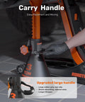 Close-up of ROADTEK 3-ton jack stand with orange post and black base; adjustable height for SUV, truck or car.