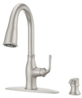 High Arc Kitchen Faucet With Pull Down Sprayer And Soap Dispenser, Single Handle, Spot Defense Stainless Finish, NSF Certified, MagnePfit Docking System, Includes Deck Plate, Go To Design For Small Spaces