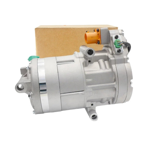 High Performance Electric AC Compressor Direct Replacement For Hyundai Kona And Kia Niro EV 97701K4000 aluminum housing and electrical connections.
