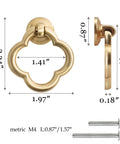 Gold Zinc Alloy Cabinet Knobs Set For Kitchen Cabinets And Drawers Durable Dresser Handles Cupboard Knobs For Bathroom And Home Furniture Wear Resistant And Corrosion Resistant Hardware, showing dimensions and screws.