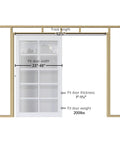 Eight Foot Sliding Pocket Door Hardware Kit With Aluminum Box Rail Track featuring door dimensions and track details