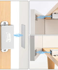 Magnetic Cabinet Door Catch 4 Pack With Dual Install Options Stick On Or Screw Mount Stainless Steel Magnetic Latch in use