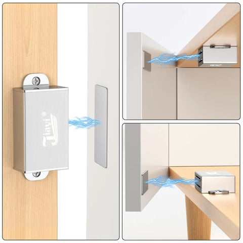Magnetic Cabinet Door Catch 4 Pack With Dual Install Options Stick On Or Screw Mount Stainless Steel Magnetic Latch in use