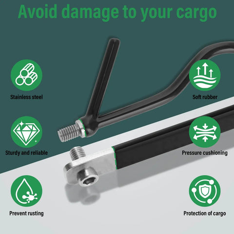Heavy Duty Truck Bed Reach Tool Adjustable 32 To 85 Inch Stainless Steel Cargo Grabber With Dual Replacement Hooks And Cushioned Rubber Sponge Handle For Easy Grabs And Safe Lifting, stainless steel hook close-up