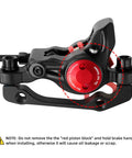 Zoom Hb875E Ebike Hydraulic Disc Brake Upgrade Kit With 160mm Rotors And Pre-Bled Mineral Oil Dual Piston Calipers close-up of caliper with red piston block.