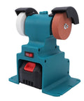 Estink Cordless Mini Bench Grinder With Two 4000Mah Batteries Provides 7000Rpm Of Power For Sharpening Tools And Polishing Metal Or Wood. This Compact Desktop Grinding Machine Is Perfect For Diy Workshop Projects. A Versatile, Battery Operated Tool That side view showing wheels and portable design.
