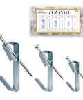 117 Piece Picture Hanging Kit Featuring Heavy Duty Rock Steady Hooks Rated 30 50 And 100 Pounds for drywall and plaster walls, includes three metal hooks.