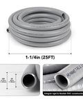 Coiled 1-1/4 inch flexible liquid tight conduit kit, 25-foot PVC, ideal for non-metallic electrical wiring installations, easy wire pull