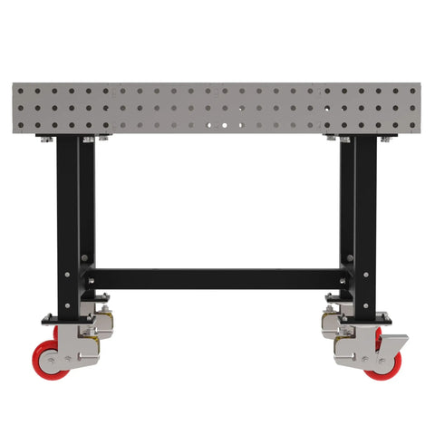Shop Ready Heavy Duty Welding Fixture Table With Precision Laser Cut Grid Holes And Smooth Rolling Locking Casters For Zero Fuss Fabrication Rigs 48X30X36, side view