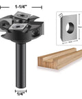 1/4 Inch Shank Spoilboard Surfacing Router Bit With 1-1/4 Inch Cutting Diameter And 2 Plus 2 Inserts next to wood slab