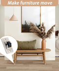 12 Pcs Self Adhesive Caster Wheels Low-Profile Rollers shown in a living room setting for furniture mobility.
