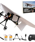 Rad Remote Control Paper Airplane Kit With Gyro Stabilizer And Dual Propellers Lightweight Folding Micro RC Plane Clips To Any Folded Paper Wing For Smooth Outdoor Gliding And Easy DIY Fun showing accessories and remote controller with package