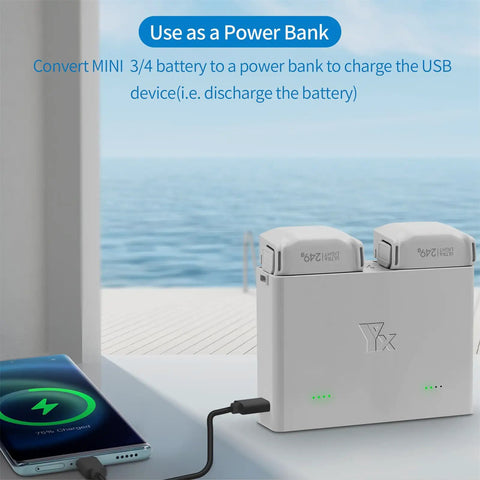 Two Way Charging Hub For DJI Mini 4 Pro And Mini 3 Drones Bi Directional Battery Charger with USB phone charging