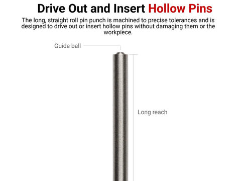 Five Sixty Fourth Inch Roll Pin Punch With Self Centering Guide Ball Tip For Driving Out Hollow Pins, high carbon steel shaft