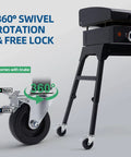 3 Inch Swivel Caster Wheels With Brakes For Griddle Stands showcasing 360-degree mobility and locking mechanism on griddle leg