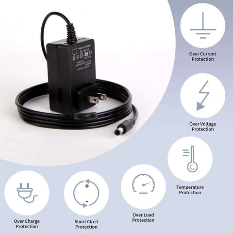 6V 1A DC Power Supply Wall Charger With 5.5x2.1mm And 2.5mm DC Plugs, Universal AC Adapter For Small Electronics with protection features.