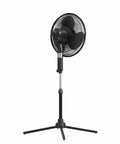Side view of Three Speed 16 Inch Oscillating Pedestal Fan With 90 Degree Head Adjustable Height And Tilt Powerful Airflow For Home Or Office Perfect For Dorms And Living Rooms Black MTFS-16B-BLK