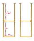 Ceiling Mount Gold Shelf Bracket Set For Kitchen Three Pairs U Shape Pipe Brackets In Gold Finish Built For DIYers Fits Wood Planks Up To About 11 Inches Wide No Planks Included Industrial Ceiling Storage showing dimensions