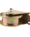 Close-up of Heavy Duty H-Groove Track Wheel Roller Caster with Bracket for H Track Rail Sliding Doors and Industrial Carts, 45 Steel Rust-Proof