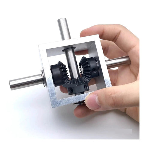 Right Angle Bevel Gearbox 90 Degree 1 To 1 Drive For DIY Machines, showing 20 Tooth 10mm Bore with aluminum housing