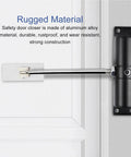 Automatic Door Closer Quiet Aluminum Alloy Self Closing Mechanism Spring installed on a white door