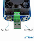 Dope USB Load Tester With Adjustable 35W Discharge Module For Quick Charge QC2.0 QC3.0 AFC FCP Testing, Smart Temperature Control And Cooling Fan, All-In-One Electronic Load And Fast Charge Protocol Trigger, 4.0 To 25.0V DC Range, Type-C and Micro USB ports