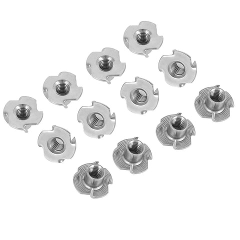 Heavy Duty T Nuts For 3/8-16 Thread Built Like A Tank Using 304 Stainless Steel Rust Proof Shield For Rock Solid Furniture Buildouts Cabinetry And Sick Rock Climbing Hold Mounts 10 Piece Pack displayed in a pack.