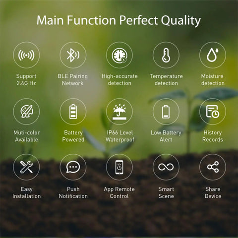 Smart Soil Sensor With Real Time App Monitoring For Garden Farm And Greenhouse, Moisture Meter And Temperature Sensor, WiFi Enabled Soil Tester For Plant Care, Alexa And Google Home Compatible features overview