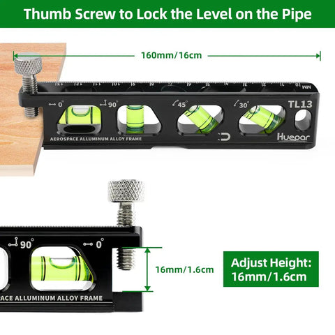Pro Grade Torpedo Level With Magnetic Conduit V Groove Track, 6.2 Inch Aluminum Alloy Spirit Level With Four Vials, Thumb Screw TL13