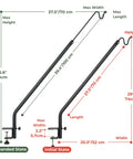 Dang Sturdy Telescoping Deck Rail Hook Adjustable From Twenty Seven To Thirty Nine Inches Quick Snap Clamp Mount dimensions diagram.