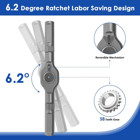 24 In 1 Magnetic Ratchet Screwdriver Set With Detachable Handle 6.2-degree reversible mechanism and 58-tooth gear