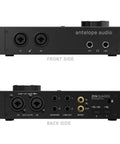 Zen Quadro USB-C Podcast Interface With Four Studio-Grade Mic Preamps back and front panel ports view, bus-powered.