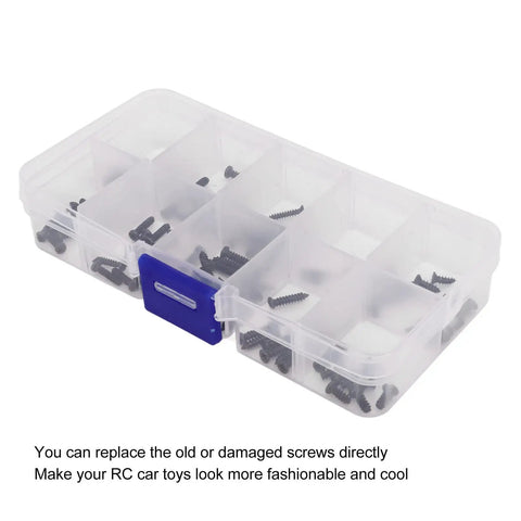 Premium Stainless Steel RC Car Screw Kit With Transparent Storage Box for 1/16 Brushless RC Cars, Rustproof Fasteners