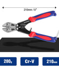 Mini Bolt Cutter 8 Inch With Spring Loaded Action, heavy duty wire cable cutter, soft anti-slip handle, high hardness steel