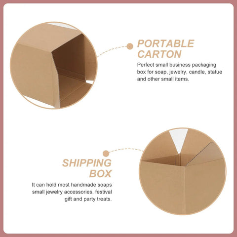 Six Pack Small Kraft Paper Shipping Boxes for Durable Shipping and Storage, Heavy Duty Corrugated Boxes with Strong Compression Resistance, Reusable Packaging for Business Use, Ideal for Restocking, Warehouse Transfers, and Organization, small kraft shipping box shown open