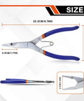 9 Inch Heavy Duty Snap Ring Pliers With Angled Tip Spring Loaded Lock Ring Pliers for automotive use, side view dimensions shown