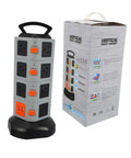 Heavy Duty Usb Power Strip With Secure Outlet Protectors Multi Port Smart Charger Fireproof Build, vertical design with multiple sockets.