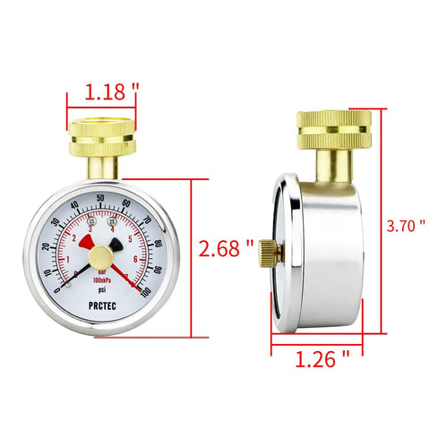 2.5 Inch Dial Water Pressure Gauge With Three Quarters Inch Female Hose Thread Waterproof Pressure Tester For Home And Garden Memory Pointer 0 To 100 Psi Durable Stainless Steel Case