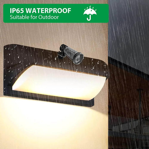 IP65 waterproof outdoor dusk to dawn photoelectric sensor with swivel mount in rain, controlling wall light for energy saving.