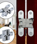 180 Degree Invisible Folding Door Hinge Set For Wood And Counter Doors Concealed Cross Hinges Stainless Steel Zinc Alloy Built To Last No Joke 2 Pack With Screws 13x45mm Smooth Self Closing And Quiet Operation installed on wooden door