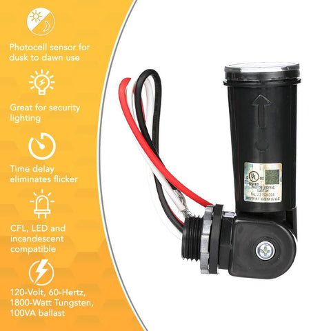 Outdoor Conduit Lighting Control With Photocell Sensor For Dusk To Dawn Auto Operation showing wiring and photocell sensor details