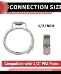 Pack Of 100 1/2 Inch Stainless Steel Pex Cinch Clamp Rings For Pex Tubing Pipes, 304 Stainless, Corrosion And Heat Resistant