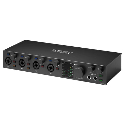 Pro Grade USB Audio Interface With 4 In 4 Out And Dual Headphone Outputs, 24 Bit 192 Kilohertz, Dual USB C Ports, Real Time Monitoring