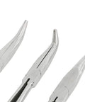Close-up of 11-Inch Long Needle Nose Pliers Set 5 Piece Kit with Straight and Bent Nose Designs for Tight Spaces Work