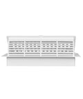 Pop Up Floor Register 4 By 10 Inch White Pack Of Five With Air Deflector, High Impact Polystyrene Construction, front view.