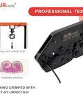 Badass Mini Fit Jr Connector Kit With Quick Crimping Tool And Pin Extractor For Smooth 18 To 24 Awg Wiring Runs, crimping tool in use.
