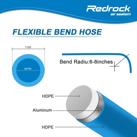 Leak Proof Shop And Garage Ready Air Piping Kit 3/4 Inch By 100 Foot HDPE Aluminum Air Line System Flexible Bend