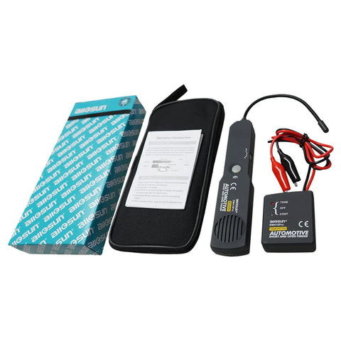 Automotive Wire Tracker Pro with Short and Open Circuit Finder, Cable Toner, probes, case, and packaging displayed.