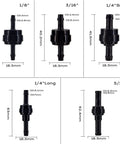 Five black PA66 automotive spring check valves (BBTUS) for high-temp, corrosion resistance; sizes 1/8, 3/16, 1/4, 5/16.
