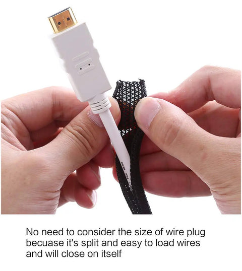 Ten Foot Split Wire Loom Cord Protector Sleeve One Quarter Inch Diameter Black Cable Management for USB Power HDMI Cables